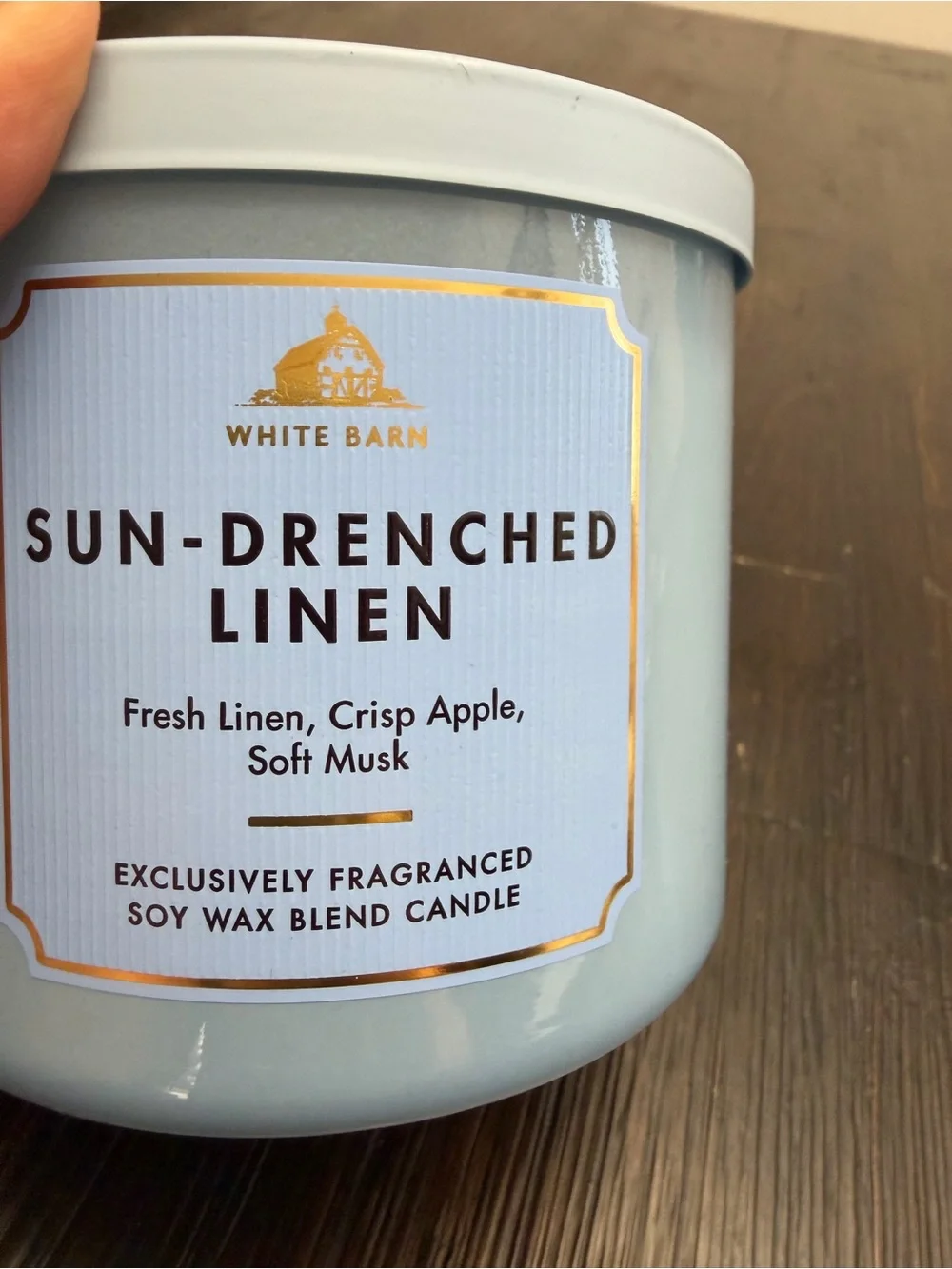 White Barn Sun-Drenched Linen Candle - Pale Blue Jar
